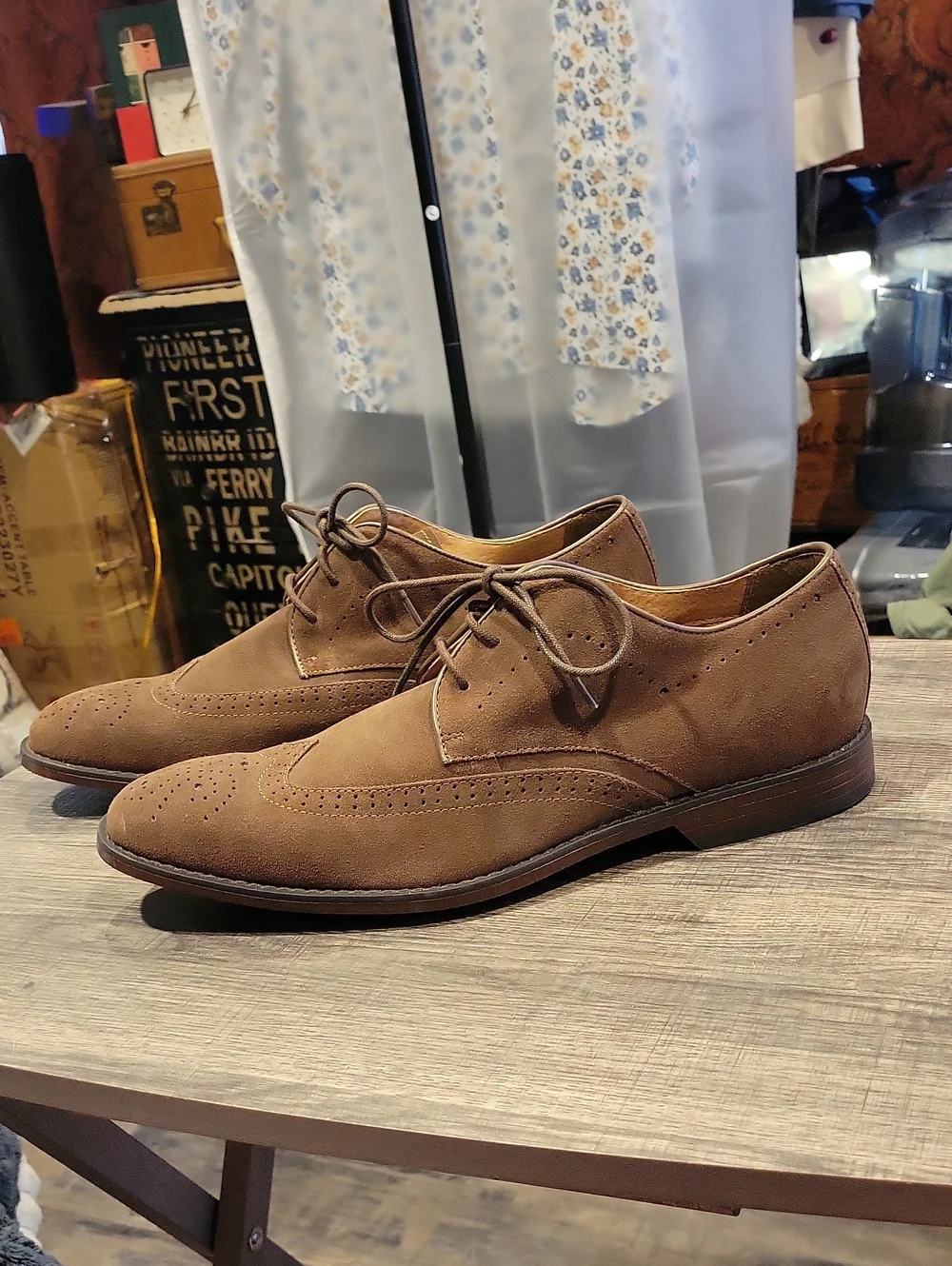 Stacy Adams Dalton Chocolate Suede Leather Wing Tips,Sz. 11 Med.NWT
